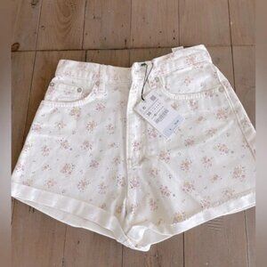 Zara floral jeans shorts NWT